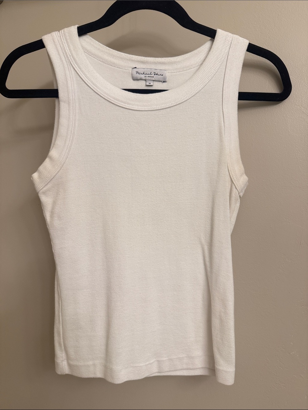 Michael Stars White Ribbed Crew Neck Tank